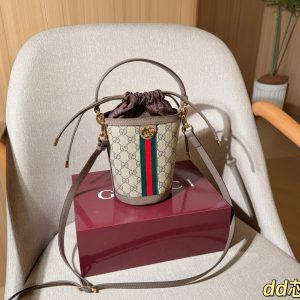 Gucci Ophidia Monogram Mini Bucket Bag 12x17x11