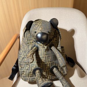 Fendi Bear Classic Logo Print Backpack 30x40x14 S