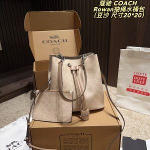 Comes with folding box size 20*20 CoachCOACH Rowan drawstring Bucket Bag. My hea