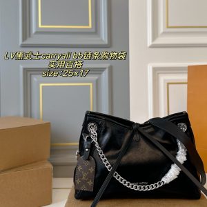 Size: LV Louis Vuitton Black Warrior carryall bb chain shopping bag. Underarm ba