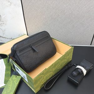 Gucci Gucci Allover Double G Logo Adjustable Shoulder Strap Rubber Embossed Flip
