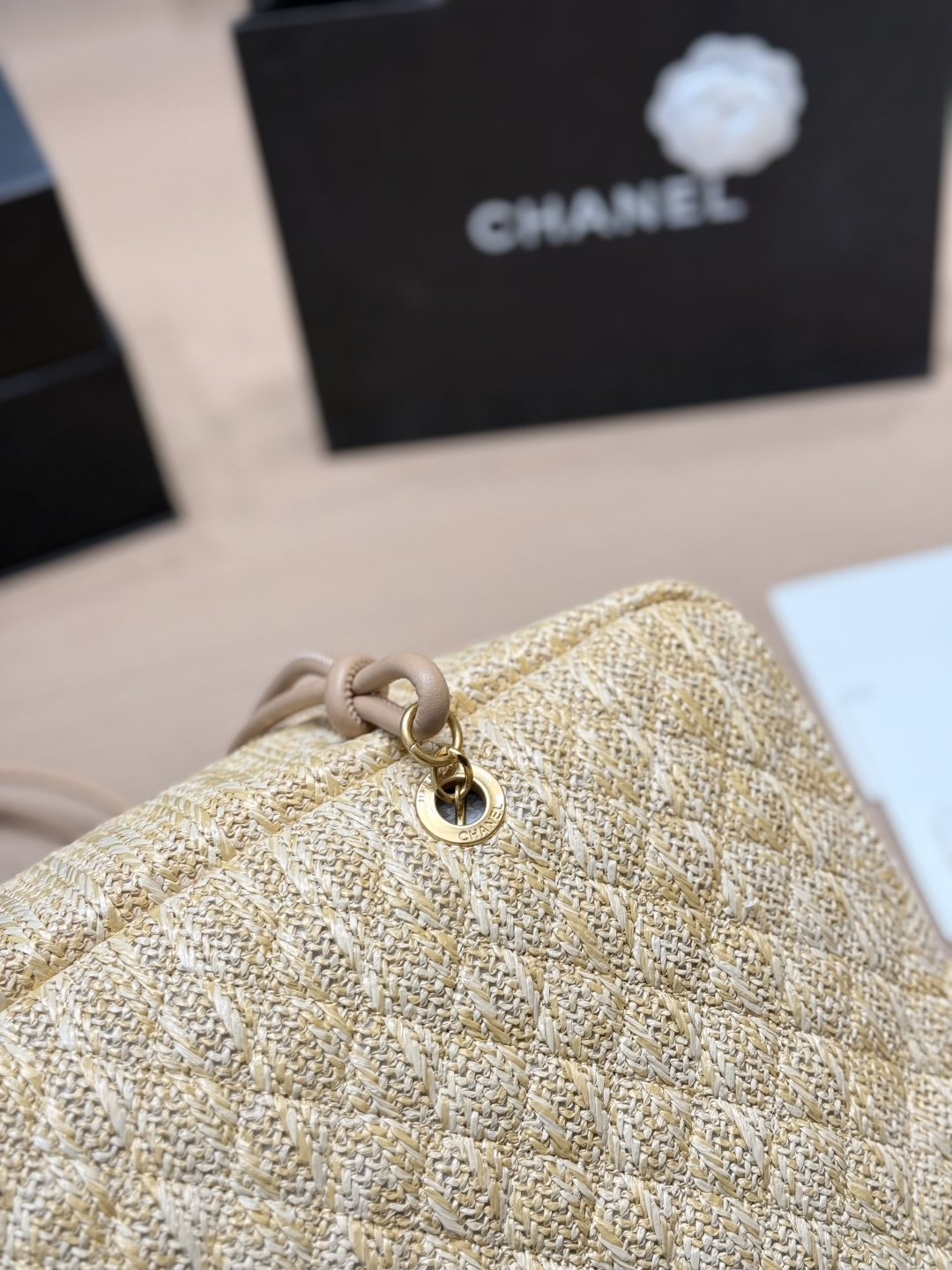 Chanel WovenHandbag Chanel's WovenHandbag is made of light beige Woven material - Image 4