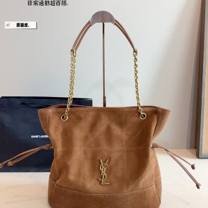. Pure leather. YSL·Saint Laurent Suede Socket Tote Bag. The texture is very hig